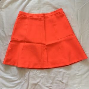 Neon persimmon J. Crew Double Crepe Fluted Skirt